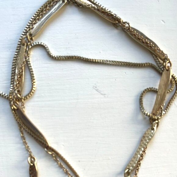 Vintage Gold Tone Necklace Layered Long Chain Double Box Link Signed - Picture 4 of 7